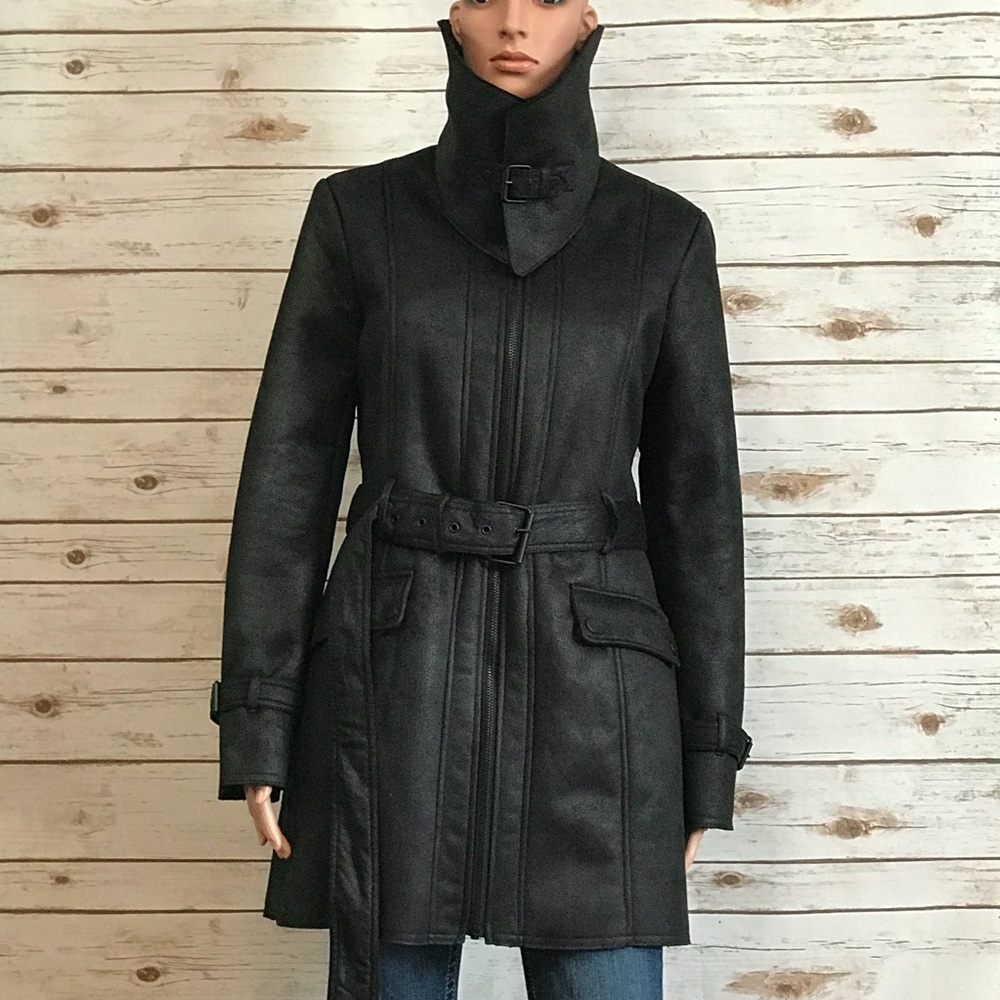 Kenneth Cole Belted Faux Shearling Coat 3